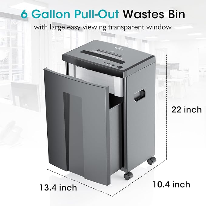 WOLVERINE 18-Sheet Shredders for Home Office Heavy Duty P-4 Security Level Crosscut Paper Shredder Paper/CD/Card Ultra Quiet Paper Shredder for Home with 6 Gallons Pullout Waste Bin SD9113(Grey ETL)