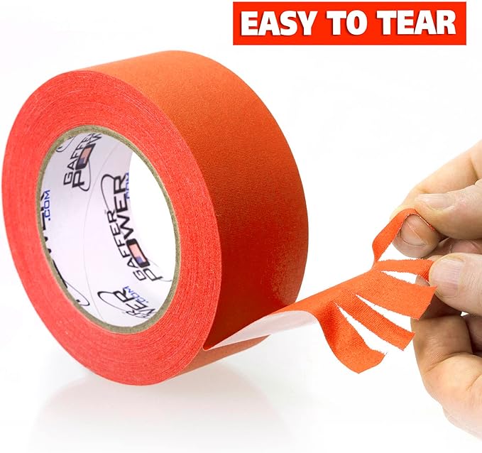 Real Professional Grade Gaffer Tape | US Made | Bright Vibrant Orange Fluorescent | Highly Visible | Durable & Versatile | Weather Resistant | Markings & Labeling | Better Than Orange Duct Tape