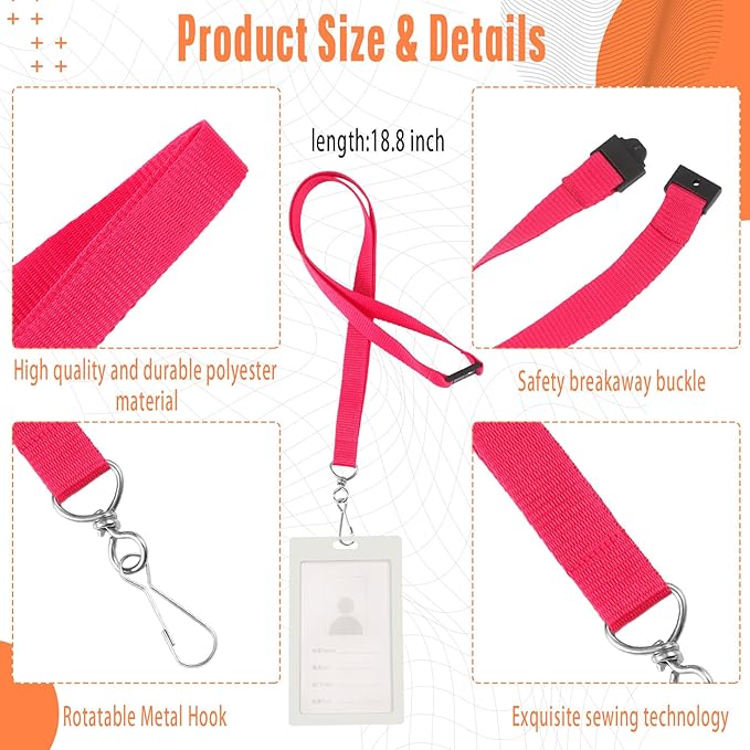 Patelai 180 Pcs Breakaway Lanyards with J Hook Bulk Flat for ID Badges Neck Badge Lanyards Card Nametag Holder Neck Straps (Multi Colors)