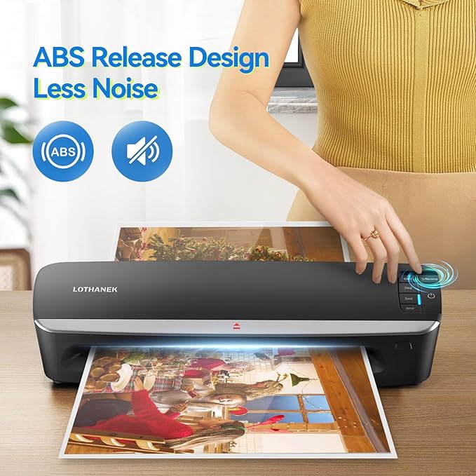 13 inch 4-Roller Laminator Machine, 3-10 Mil 60-Second Warm-up A3 Commercial Laminating Machine with 50 Sheets, LOTHANEK Heavy Duty Thermal Machine for Home, School Office Teacher Use