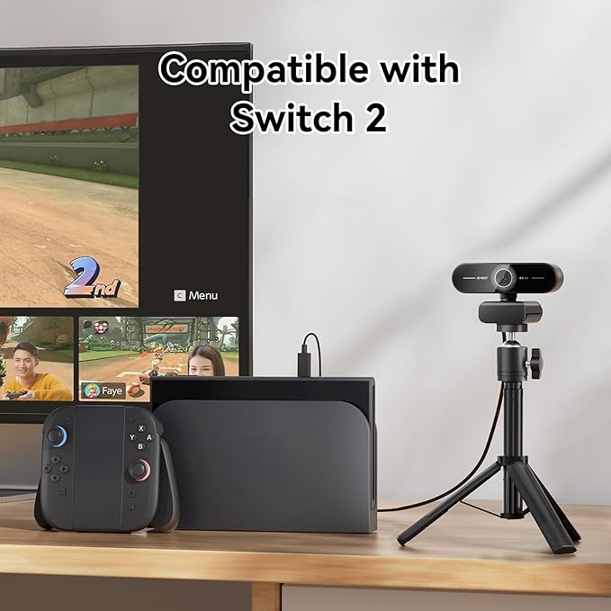EMEET C60E 4K Webcam for PC - Ultra 4K HD, PDAF Autofocus, Dual Noise-Cancelling Mics, 73° FOV, Auto Light Correction, USB Plug&Play, Privacy Cover, Ideal for High-End Business Meetings&Live Streaming