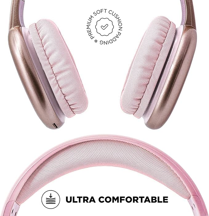 iJoy Ultra Wireless Over-Ear Bluetooth Headphones with Mic, Up to 10 Hours Playtime, Bluetooth Headset 33Ft Range with Backup AUX Cable & SD Slot, Wireless Headphones for Gaming, Work & Gym (Pink)