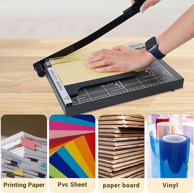 Paper Trimmer Cutter for Office and Crafts, Heavy-Duty, Portable Paper Slicer, 12-Inch, 10-15 Sheets Cardstock
