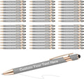 ENOMY 50 Pcs Bulk Personalized Custom Pens with Stylus Ballpoint Pens Customized with Text Logo Name Best Gift for College Business Promotion Wedding Birthday Christmas (MLDGray)