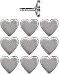 Mini Silver Heart Push Pins - Mini Silver Metal Heart Map Pins - for Cork Board, Maps, or Lapel Pin Use - Designed in USA - Set of 10