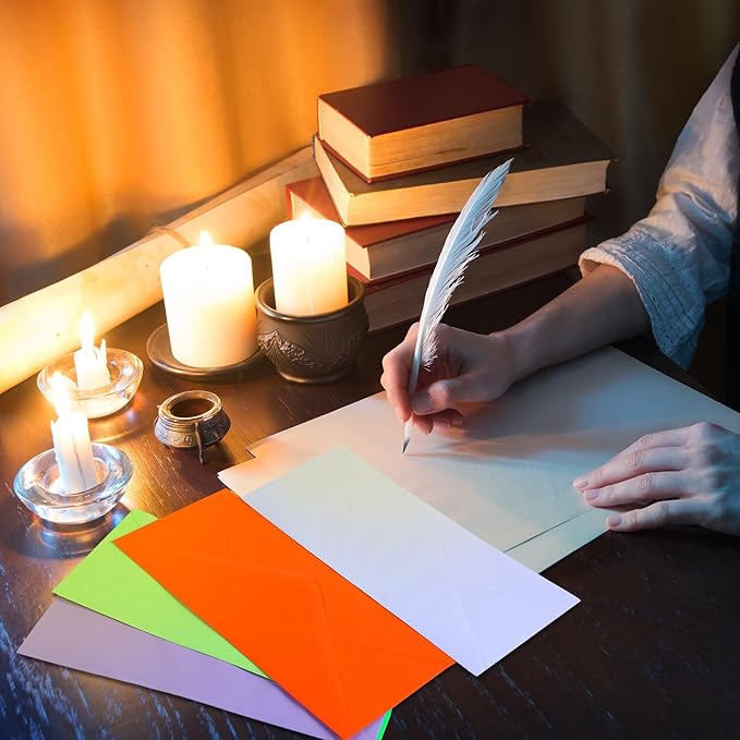 Outus 500 Pcs #10 Colored Envelopes Business Envelopes Adhesive Security Letter Size for Mailing Office Letter Check Invoices Letterhead Invitations Announcements 4-1/8 x 9-1/2''(Cute Color)