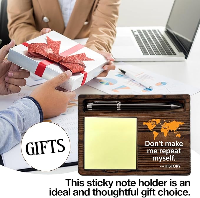History Teacher Gifts for Men Women, Gifts for History Teacher Lovers Birthday Back to School, Don't Make Me Repeat Myself Sticky Note Holder Classroom Office Decor