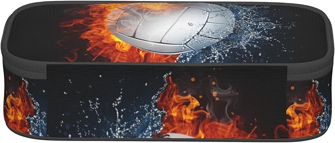 Sports Volleyball Pencil Box Black Kids Teens Pencil Pouch for Boys Girls, Big Capacity Canvas Pen Holder Marker Case, Portable Travel Storage Bag Stationery Organization Bag Desk Office Organizer