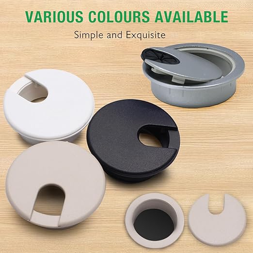 10 Pcs Desk Grommet 2" / 50 mm, Desk Cord Hole Cover, Cable Grommet ABS Plastic, Desk Hole Grommet for Home & Office Pc, Detachable Cable Cord Organizer-Black