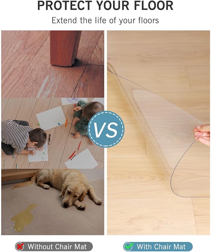 FURKIT Area Mat for Hard Floors, 5'×7' Transparent PVC Area Rug for Home, Waterproof Durable Protector for Dining Room, Kitchen, Living Room, Large No-Slip Baby Play Mat for Floor, Pet Litter Pad