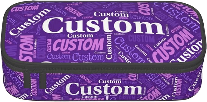 Custom Pencil Case with Name, Personalized Pen Bag Add Your Image Text, Large Storage Students Stationery Pen Box with Zipper Durable Pencil Box for Girls Boys Office School