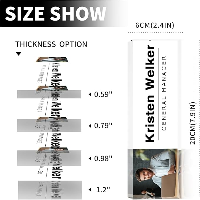 Custom Name Plate for Desk, Personalized Desk Name Plate with Photo, Office Desk Decor for Women Men, Acrylic Desk Accessories, Office Gifts for Boss Manager Teacher, Employee Appreciation Gifts