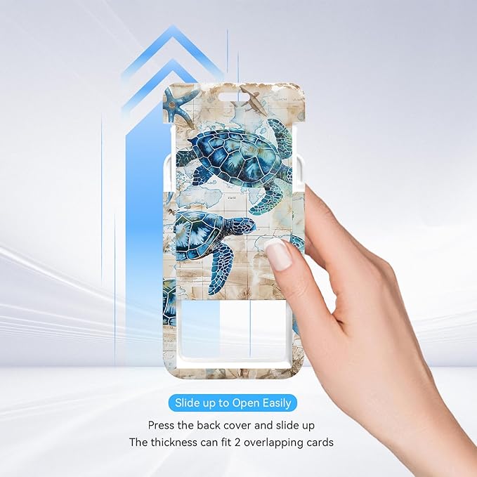 2 Pack Sea Turtle ID Badge Holder with Heavy Duty Retractable Reel Keychain for WomenStudents,Teachers, Nurses, Office Use