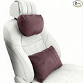 2PCS Car Pillow for Car Neck Pillow for Driving Seat Lumbar Support Soft Cushion with Extra Filling Accessories Back Support for Travel Nap and Trips Sleeping (Coffee, Head and Lumbar)