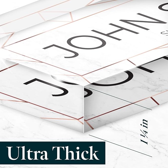 Desk Name Plate Personalized, Custom Name Plates, 2½/x8 Inches, Thick Crystal-Clear Acrylic, Gift Box, Office Desk Decor. USA Made by ACRYLUXE (White)