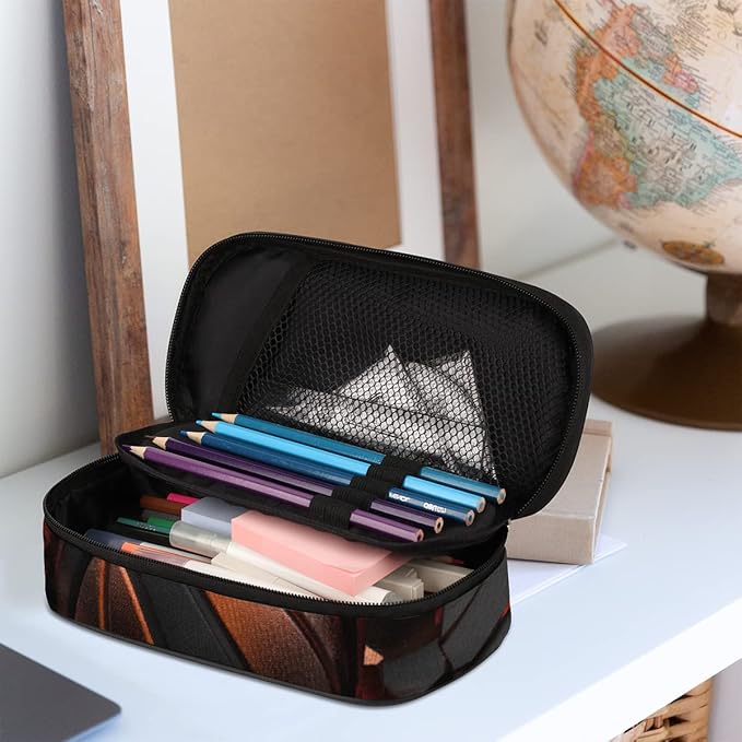 Pardick Basketball Big Capacity Pencil Pen Case Art Painting Large Pencil Pouch with Zipper Compartments Pencil Bag for Boys Girls Adults Student Office School Supplies