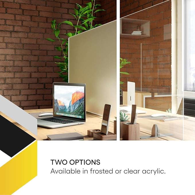 OBEX Acrylic Free Standing Screen, Divider for Desk Privacy Home & Office Partitions for Table Top Workstation, Portable Cubicle Panel for Work, 18" x 42", Frosted