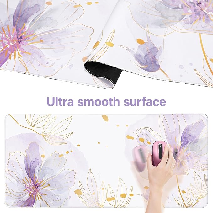 MOSISO Desk Mat Keyboard Mouse Pad Set, Large Gaming Mouse Pad&Keyboard Wrist Rest&Mousepad with Wrist Rest&Coaster, Ergonomic Non-Slip Home Office Mousepad with Memory Foam, Purple