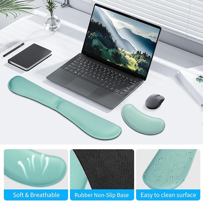 ZIBLY Wrist Rest Keyboard and Mouse Set - Anti-Skid Non Slip Ergonomic Wrist Cushion Support Pad - Easy Typing,Pain Relief - Premium Memory Foam for Work from Home Gaming Computer Laptop