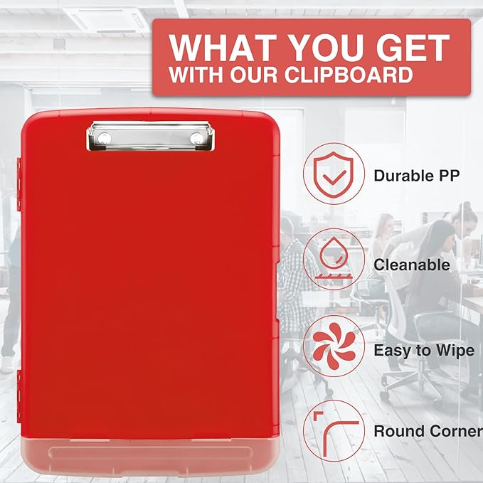 Sooez Clipboard with Storage, High Capacity Nursing Clip Board 8.5 x 11 with Pen Holder & Low Profile Clip, Plastic Clipboards Case Box, Teacher Must Haves School Office Supplies,Letter Size/ A4