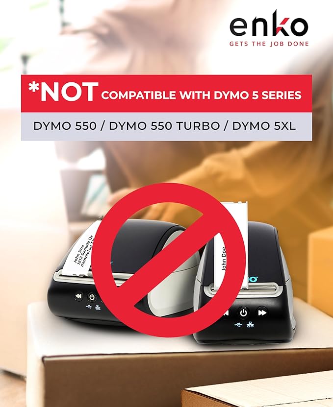 enKo Compatible for Dymo 30252 Labels (1-1/8" x 3-1/2") - Label for Dymo Labelwriter 450 Turbo Printer and 4XL - Blank White Direct Thermal Address, Shipping & Barcode Labels (12 Rolls | 4,200 Labels)