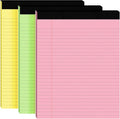3pcs Legal Pads 8.5 x 11,Notepads 8.5 x 11 Inch, 30 Sheets/Pack, Colored Note Pads Clear Print Writing Pads of Paper, Perforate Wide Ruled Lined with Sturdy Back for Office, Business & School Supplies