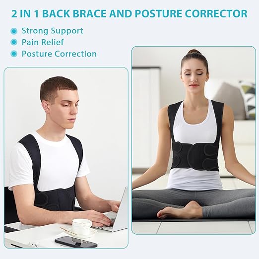 KD Back Brace Posture Corrector for Women and Men - Back Straightener Ideal for Scoliosis, Hunchback, Spine Corrector, Adjustable Support Upper and Lower Back Pain Relief