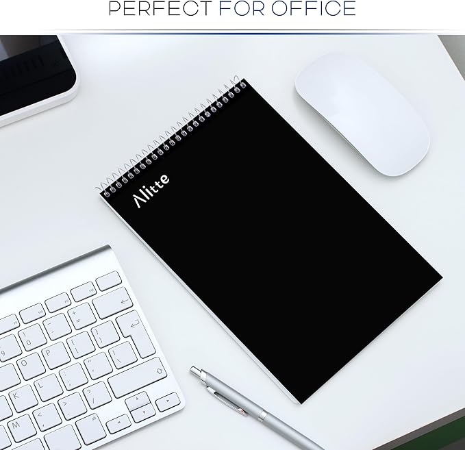 Alitte Steno Pads Spiral 6x9-24 Pack Black Colors - Perfect for Work, School, and Home Use, Easy Tear-Off Pages, Gregg ruled, White Paper - No Ink Bleeds - 80 Sheets