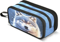 Wolf Snowy Pencil Case Box Boys Girls Large Pencil Pouch Zipper Compartments Big Capacity Stationery Pen Bag Organizer for Kids Teens Adults School