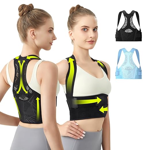 Posture Corrector for Women - Lightweight and Breathable Back Brace for Pain Relief, Rounded Shoulders and Hunchback, Compact & Portable with Fashionable Design, Invisible Under Clothes Black S