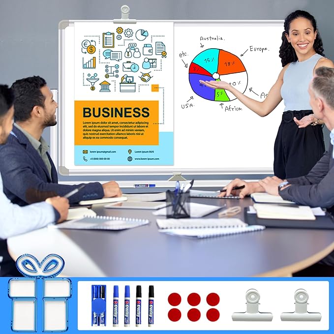 Dry Erase Board with Stand - 36x24 Inches Double-Sided Magnetic Mobile whiteboard on Wheels, Rolling White Board with Stand for Meeting, Training, Whiteboard Easel for Home Office Classroom School
