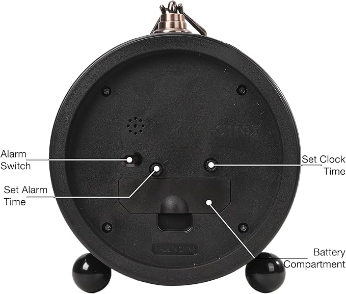 Loud Alarm for Deep Sleepers Desk Vintage Alarm Clock 5.25 inch Small Battery Operated Retro Clock Bedroom Live Room Decor Gift Clock