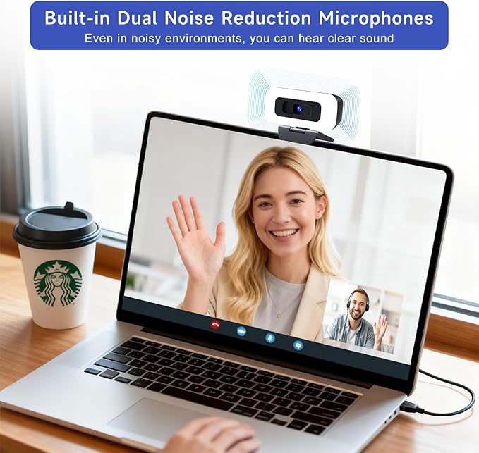 Combess Webcam for PC - PC Camera Webcam 1080P, Desktop Computer Web cam with Privacy Shutter and Tripod Autofocus, Dual Noise-USB Plug&Play,Cancelling Mics,Auto Light Correction,