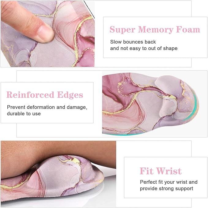 LATEEFAH Mouse Pad with Wrist Rest, 3-in-1 Gaming Mouse Pad, Keyboard Wrist Rest, Ergonomic Memory Foam Mousepad with Wrist Support for Computer Keyboard