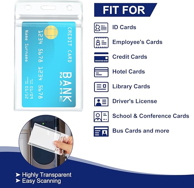 ID Card Holder with Lanyard 30Pcs Clear Vertical Name Tags ID Badge Holders and 30Pcs Flat Neck Lanyards for Cruise Ship Cards Work IDs Office School