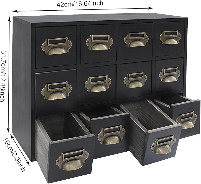 Vintage 12-Drawer Storage Cabinet – Multipurpose Desktop Organizer for Office, Craft & Home