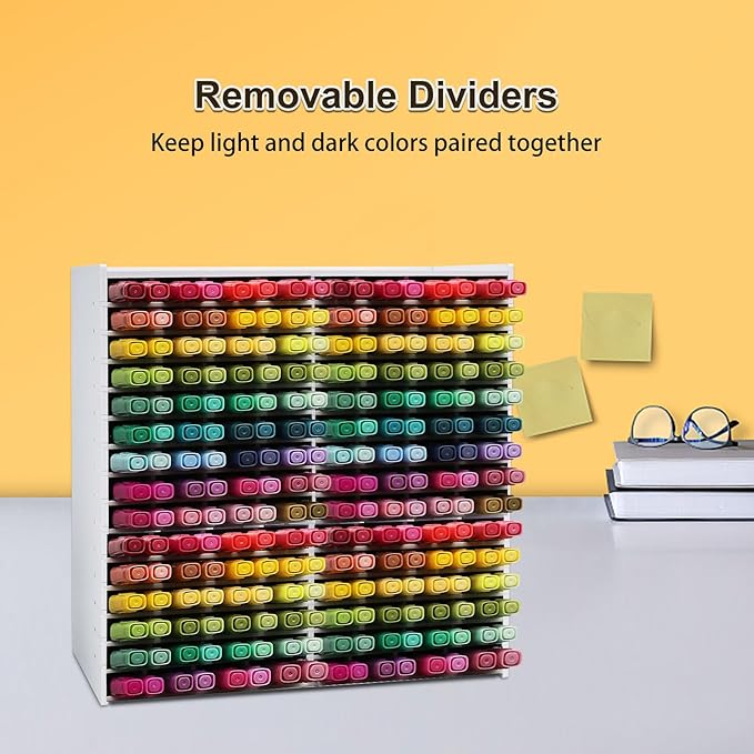 SANFURNEY Marker Pen Organizer Holder for 240 Markers, Craft Art Supply Storage Rack, Desktop Art Marker Pens Colored Pencils Holder Storage Case for Home Classroom Office