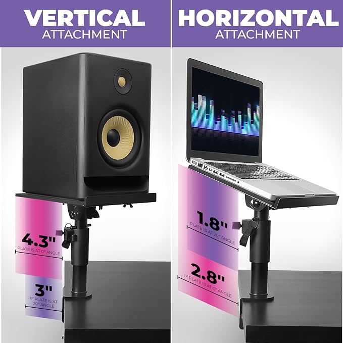 Liquid Stands Laptop Desk Mount for Piano, Keyboard & DJ Workstations - 9x12.5 Adjustable Laptop Arm Mount for Desk Holds Up to 65 LBS– Ergonomic & Adjustable Design