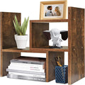 TY ARTS & CULTURE - Expandable Wood Desktop Storage Organizer Multipurpose Desk Bookshelf Display Shelf Rack Counter Top Bookcase for Office Home | Natural Brown