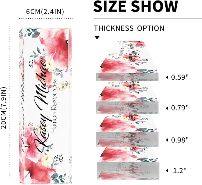 Custom Name Plate for Desk, Desk Name Plate Personalized, Office Decor for Women Men, Acrylic Desktop Accessories, Office Gifts for Coworkers Boss Teacher, Employee Appreciation Gifts (Flowers A)