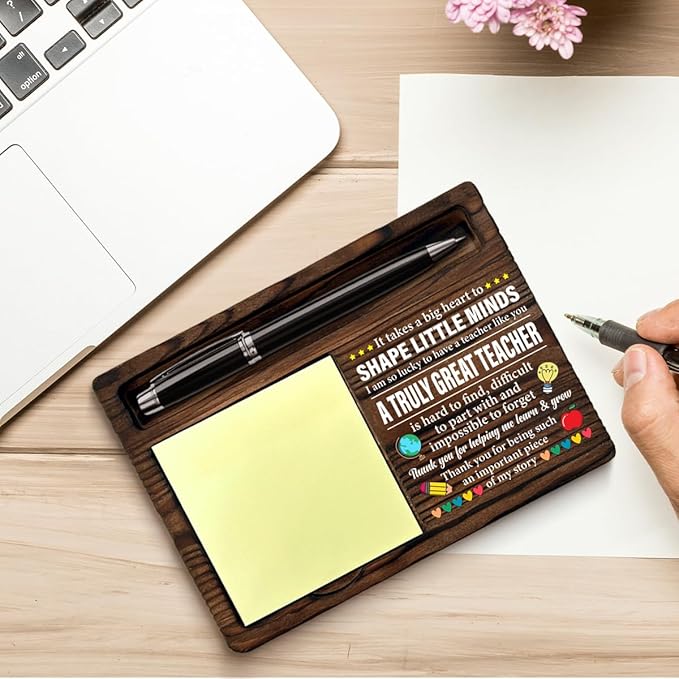 Thank You Teacher Gifts for Women Men Sticky Note Holder Teacher Appreciation Gifts for Birthday Retirement It Takes a Big Heart to Shape Little Minds Self-Stick Note Pad Holders Home Office Decor