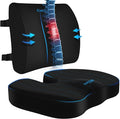 Seat Cushion, Lumbar Support Pillow with Adjustable Strap-Chair Cushions for Sciatica Pain Relief-with Washable Cover Memory Foam for Car, Travel and Wheelchair-Black