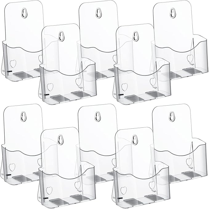 Chinco 10 Pack Acrylic Brochure Holders Bulk 6x8 Inch Commercial Menu Stands, Wall Mountable Display for Restaurants, Wedding, Literature, Pamphlets, Flyers and Trifold Documents