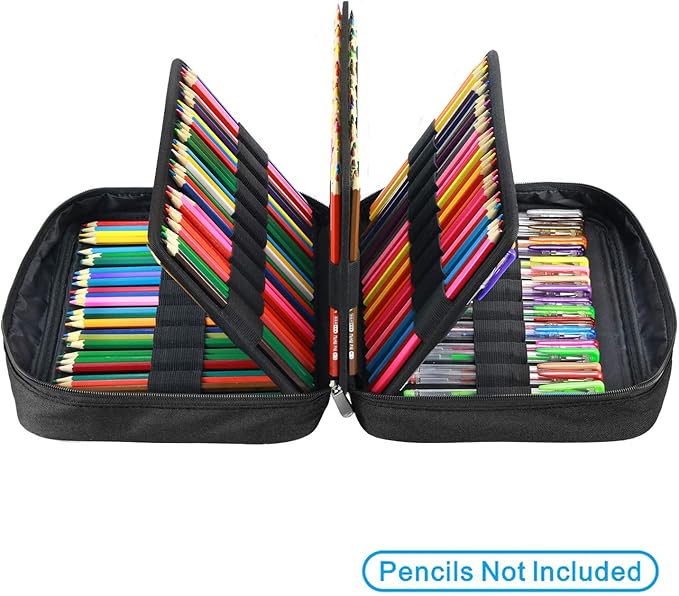 YOUSHARES 220 Slots Colored Pencil Case, 145 Slots Gel Pens fo Coloring Case Organizer, Handy Multilayer Color Pencil Holder for Glitter Gel Pens, Refills, Colored Pencils for Adults & Artist (Black)