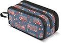 Fire Trucks Pencil Case Box Boys Girls Large Pencil Pouch with Zipper Compartments Big Capacity Stationery Pen Bag Organizer for Kids Teens Adults School Office
