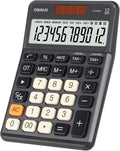 Pendancy Office Small Calculator Desktop with Tax+/- for Tax Calculation, 12 Digit Large LCD Display, Solar Battery Power, Durable Portable Design, Financial Accounting Business Home Use(OS-200T-Gray)