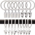 LLPJS 100 Pack Curtain Rings with Clips, Curtain Clip Rings Hooks, Bow Hanger Clips for Hanging Drapery Drapes Bows, Ring 1.26 inch Interior Diameter, Fits up to 1" Rod, White