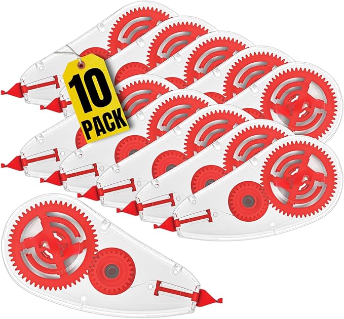 1InTheOffice Correction Tape, Tape Roller, White, 0.2" x 315", 10/Pack
