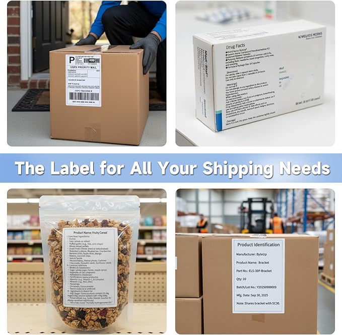 4x6 Direct Thermal Labels for Shipping, Roll Commercial Grade Permanent Adhesive, Compatible with Thermal Printers for Packages and Mail (500 Sheets/Roll, 4“ x 6"),Doesn't Compatible with Dymo