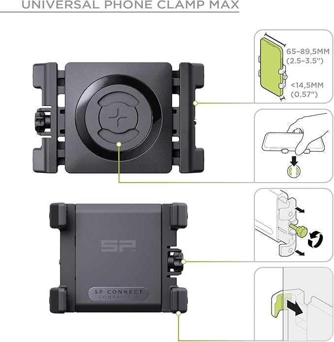 SP Connect Universal Handlebar Phone Mount for 58-85mm Phones, Black